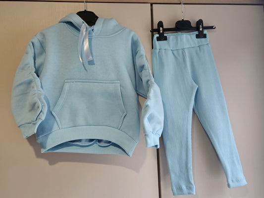 Blue Ruched Hoodie & Legging Set