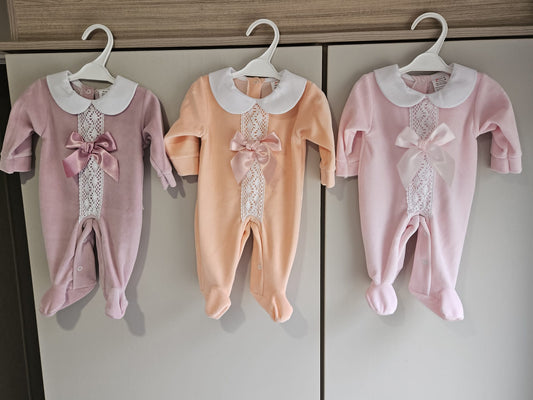 Girls Velour Baby Grow