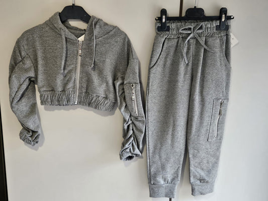 Grey Cropped Tracksuit